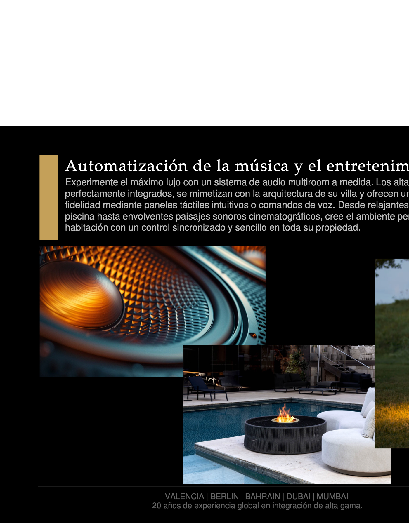 Luxury audio and entertainment page